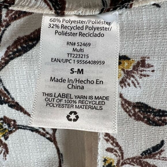 kimono cream brown golden floral cardigan duster size S/M - Picture 11 of 13